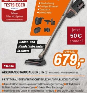 Expert Miele AKKUHANDSTAUBSAUGER 3-IN-1 TRIFLEX HX2 SPRINTER SOML5 33 Angebot