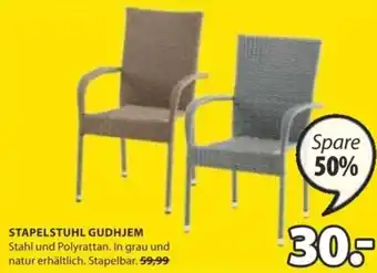 JYSK STAPELSTUHL GUDHJEM Stahl und Polyrattan. In grau und natur erhältlich. Stapelbar. Angebot