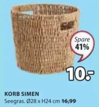 JYSK KORB SIMEN Seegras. Ø28 x H24 cm Angebot