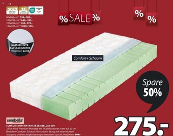 JYSK SCHAUMSTOFFMATRATZE SEMBELLA F200 Angebot