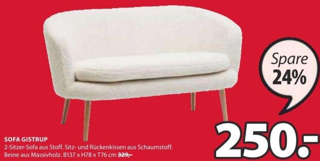 SOFA GISTRUP 2SitzerSofa aus Stoff. Sitz und Rückenkissen aus