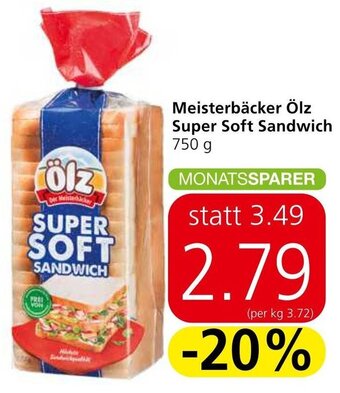Spar Meisterbäcker Ölz Super Soft Sandwich 750 g Angebot