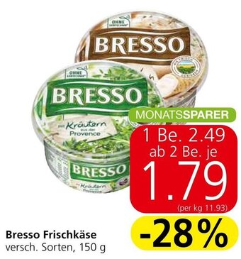 Spar Bresso Frischkäse versch. Sorten, 150 g Angebot