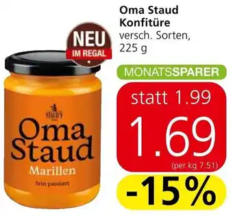 Spar Oma Staud Konfitüre versch. Sorten, 225 g Angebot