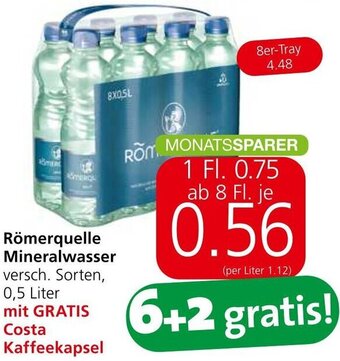 Spar Römerquelle Mineralwasser versch. Sorten, 0,5 Liter Angebot