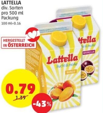 PENNY LATTELLA div. Sorten pro 500 ml Packung Angebot