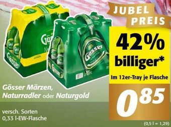Nah&Frisch Gösser Märzen, Naturradler oder Naturgold versch. Sorten 0,33 L-EW-Flasche Angebot