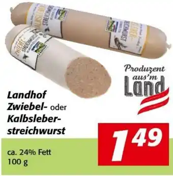 Nah&Frisch Landhof Zwiebel- oder Kalbsleber-streichwurst ca. 24% Fett 100 g Angebot