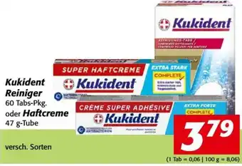 Nah&Frisch Kukident Reiniger 60 Tabs-Pkg. oder Haftcreme 47 g-Tube Angebot