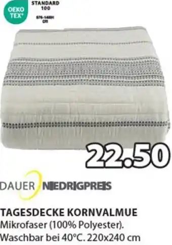 JYSK TAGESDECKE KORNVALMUE Mikrofaser (100% Polyester). Waschbar bei 40°C. 220x240 cm Angebot