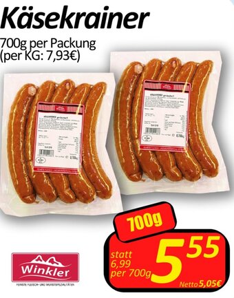 Wurstico Käsekrainer 700g per Packung Angebot