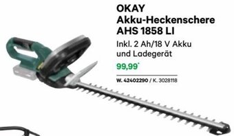 Lagerhaus OKAY Akku-Heckenschere AHS 1858 LI Inkl. 2 Ah/18 V Akku und Ladegerät Angebot