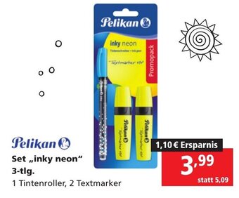 Pagro Diskont Pelikan Set ,,inky neon" 3-tlg. Angebot