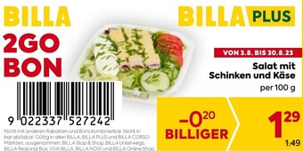 Billa Salat mit Schinken und Käse per 100 g Angebot