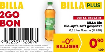 Billa BILLA Bio Bio-Apfelsaft gespritzt 0,5 Liter Flasche (111.80) Angebot