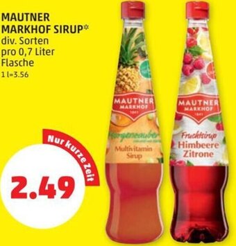 PENNY MAUTNER MARKHOF SIRUP* div. Sorten pro 0,7 Liter Angebot