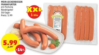 PENNY MEIN LECKERBISSEN FRANKFURTER pro Packung Angebot