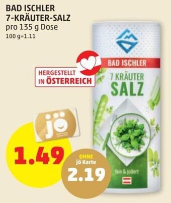 PENNY BAD ISCHLER 7-KRÄUTER-SALZ pro 135 g Dose Angebot