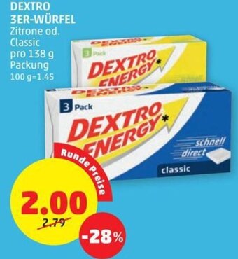 PENNY DEXTRO 3ER-WÜRFEL Zitrone od. Classic pro 138 g Angebot