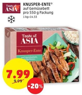 PENNY KNUSPER-ENTE* ASIA auf Gemüsebett pro 550 g Packung Angebot