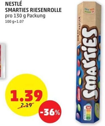 PENNY NESTLÉ SMARTIES RIESENROLLE pro 130 g Packung Angebot