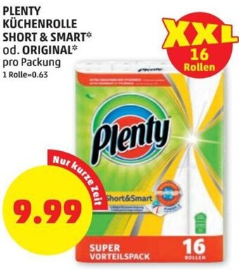 PENNY PLENTY KÜCHENROLLE SHORT & SMART* od. ORIGINAL* pro Packung Angebot