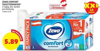 PENNY ZEWA COMFORT TOILETTENPAPIER* 3-lagig, div. Sorten Angebot