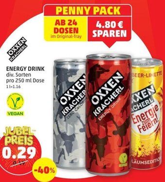 PENNY OXXEN KRACHERL ENERGY DRINK div. Sorten pro 250 ml Dose Angebot