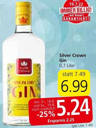 Spar Silver Crown Gin 0,7 Liter Angebot