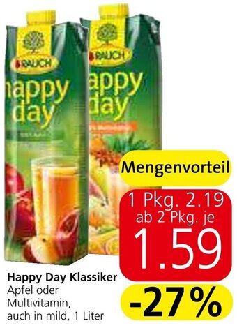 Spar Happy Day Klassiker Apfel oder Multivitamin, auch in mild, 1 Liter Angebot
