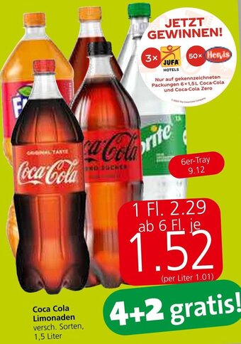 Spar Coca Cola Limonaden versch. Sorten, 1,5 Liter Angebot