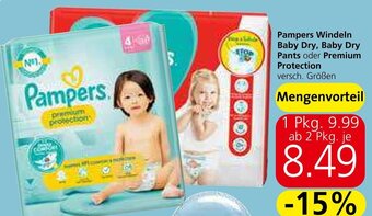 Spar Pampers Windeln Baby Dry, Baby Dry Pants oder Premium Protection versch. Größen Angebot