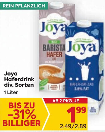 Billa Joya Haferdrink div. Sorten 1 Liter Angebot
