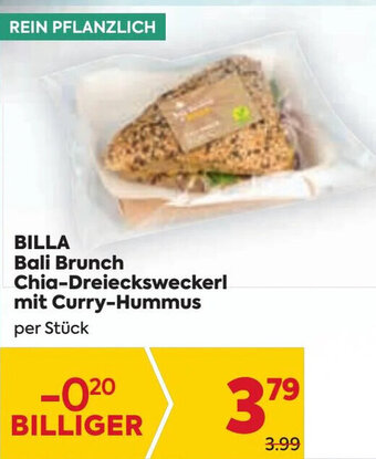 Billa BILLA Bali Brunch Chia-Dreiecksweckerl mit Curry-Hummus per Stück Angebot