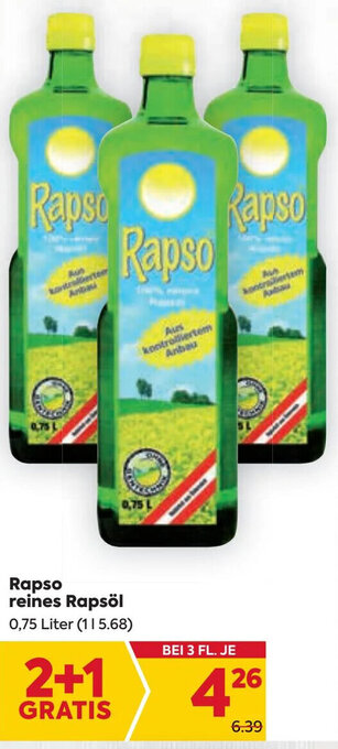 Billa Rapso reines Rapsöl 0,75 Liter Angebot