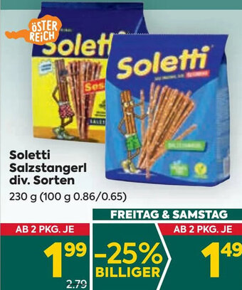 Billa Soletti Salzstangerl div. Sorten 230 g Angebot