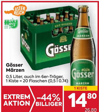 Billa Gösser Märzen 0.5 Liter, auch im 6er-Träger, Gösser Angebot