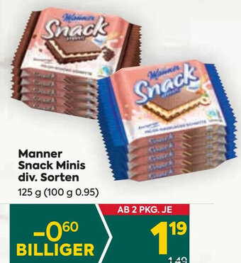 Billa Manner Snack Minis div. Sorten 125 g Angebot