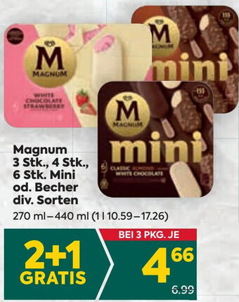 Billa Magnum 3 Stk., 4 stk., 6 Stk. Mini od. Becher div. Sorten Angebot