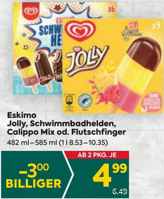 Billa Eskimo Jolly, Schwimmbadhelden, Calippo Mix od. Flutschfinger 482 ml-585 ml Angebot