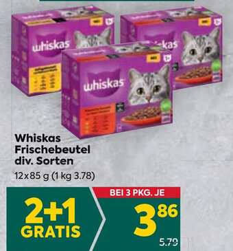 Billa Whiskas Frischebeutel div. Sorten 12x85 g Angebot