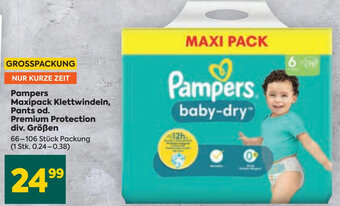 Billa Pampers Maxipack Klettwindeln, Pants od. Premium Protection div. Größen 66-106 Stück Packung Angebot