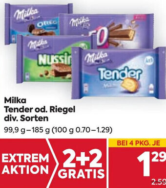 Billa Milka Tender od. Riegel div. Sorten 99,9 g - 185 g Angebot