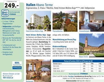 Lidl Italien Abano Terme Eigenanreise, 3, 4 bzw. 7 Nächte, Hotel Ariston Molino Buja****, inkl. Vollpension Angebot