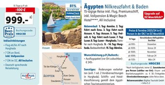 Lidl Ägypten Nilkreuzfahrt & Baden 15-tägige Reise inkl. Flug, Premiumschiff, Angebot