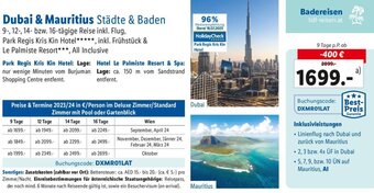 Lidl Dubai & Mauritius Städte & Baden 9-, 12-, 14- bzw. 16-tägige Reise inkl. Flug, Angebot