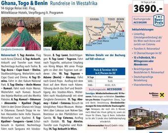 Lidl Ghana, Togo & Benin Rundreise in Westafrika 14-tägige Reise inkl. Flug, Angebot
