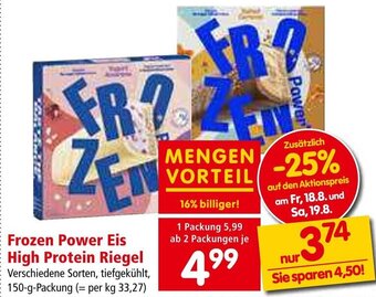 Interspar Frozen Power Eis High Protein Riegel Verschiedene Sorten, tiefgekühlt, 150-g-Packung Angebot