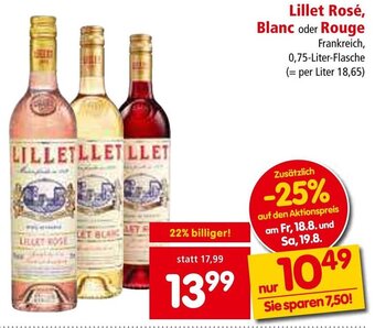 Interspar Lillet Rosé, Blanc oder Rouge Frankreich, 0,75-Liter-Flasche Angebot