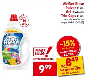 Interspar Weißer Riese Pulver 45 WG, Gel 50 WG oder Trio Caps 40 WG, verschiedene Sorten Angebot